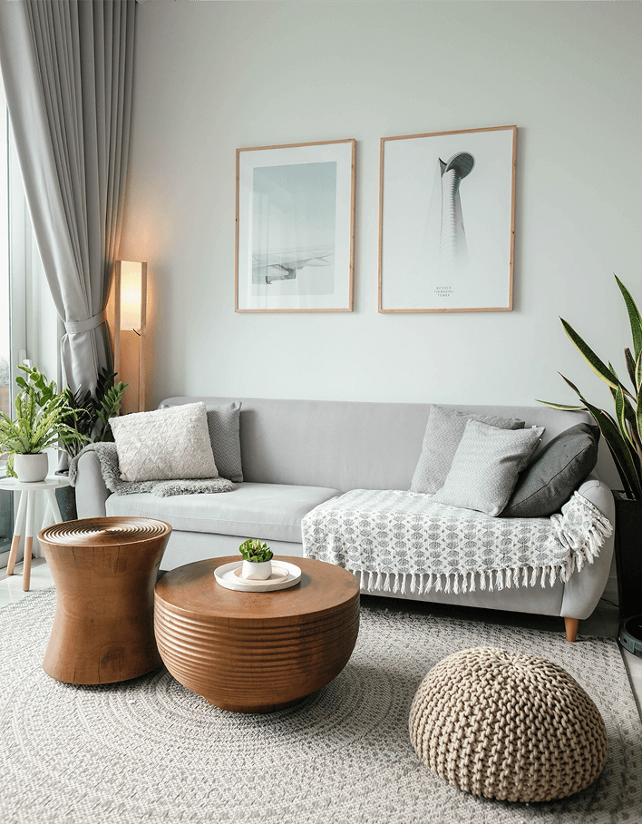 Partial view of a modern living room